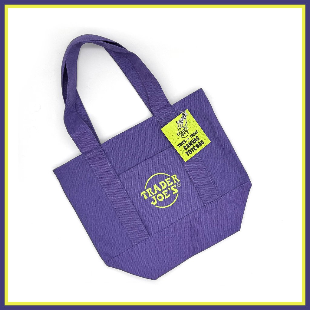 Nwt Trader Joe’s Purple Trick Or Treat Mini Canvas Tote Bag